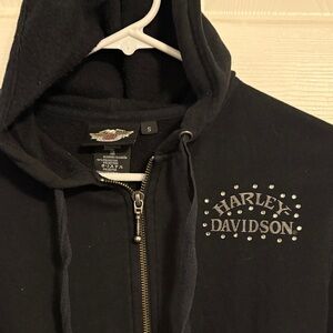Harley-Davidson Black Zip-Up Hoodie with Studded Logo